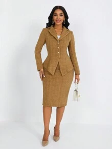 Lyxana Women Front Button Long Sleeve Lapel Minimal Casual Elegant Overcoat