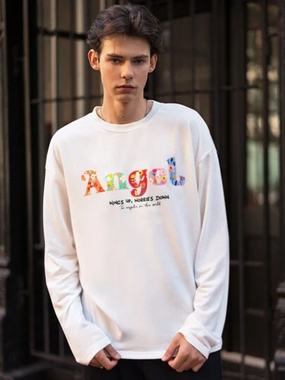 Manfinity VCAY 1 Áo thun nam tay dài dệt kim, phong cách trẻ trung, thời trang, dáng rộng