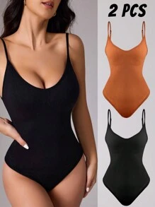 SHEIN 带内置胸垫的无缝瑜伽连体衣