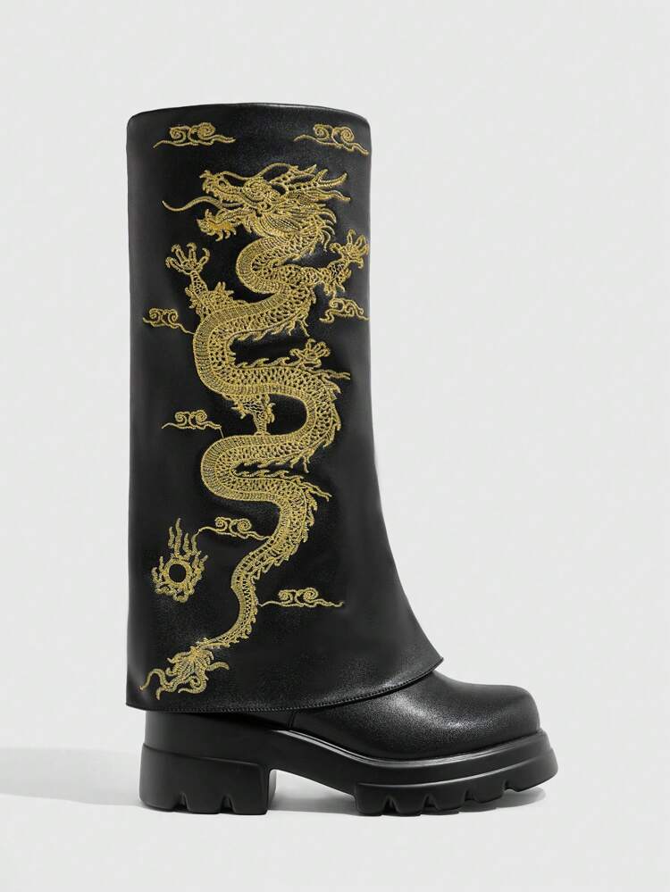 CUCCOO GRLICON Women's Over-The-Knee Boots, Y2K Style, Punk Rock, Biker, Cool Girl, Suitable For Halloween, Christmas, Party Occasions