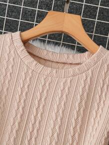 SHEIN Clasi 女士休闲碎花拼布圆领长袖连衣裙，适合假日长款女士服装 - 彩色 - 查看 3