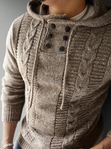 Manfinity CityGents Jersey casual con capucha, cordón ajustable y manga larga de unicolor para hombre, otoño/invierno