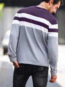 Manfinity Homme Men's Autumn/Winter Casual Colorblock Striped Sweater