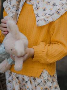 SHEIN Young Girl Casual Contrast Color Patchwork Ditsy Floral 2 In 1 Sweatshirt, Autumn