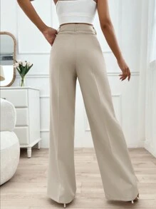 SHEIN Pantalon De Costume Unicolore À Poche Ample