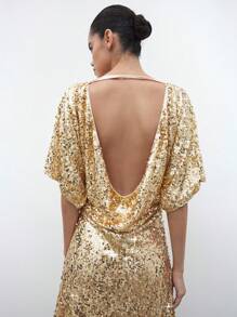 Maija Vestido elegante de fiesta nuevo para otoño/invierno, de estilo urbano y elegante, vestido corto con lentejuelas y espalda descubierta para Navidad, Año Nuevo y Día de San Valentín en otoño