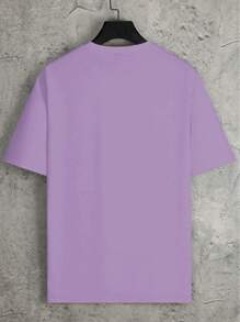 Claim Dot Men's Summer Print Round Neck Short Sleeve Casual T-Shirt Summer Streetwear T-Shirt Men Drop Shoulder Tee,Streetwear,Boyfriend Gifts, Back To School,Graphic Tees,Back To School - Purple - View 2