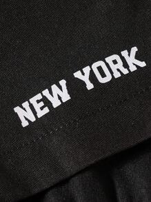 SHEIN Áo khoác trẻ em màu đen túi lớn co giãn có mũ trùm đầu cổ lông dài tay dày có khóa kéo - màu đen - Xem 6