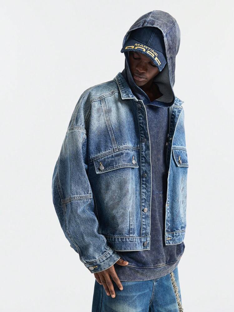 Men's Woven Loose Fit Street Fashion Long Sleeve Denim Jacket