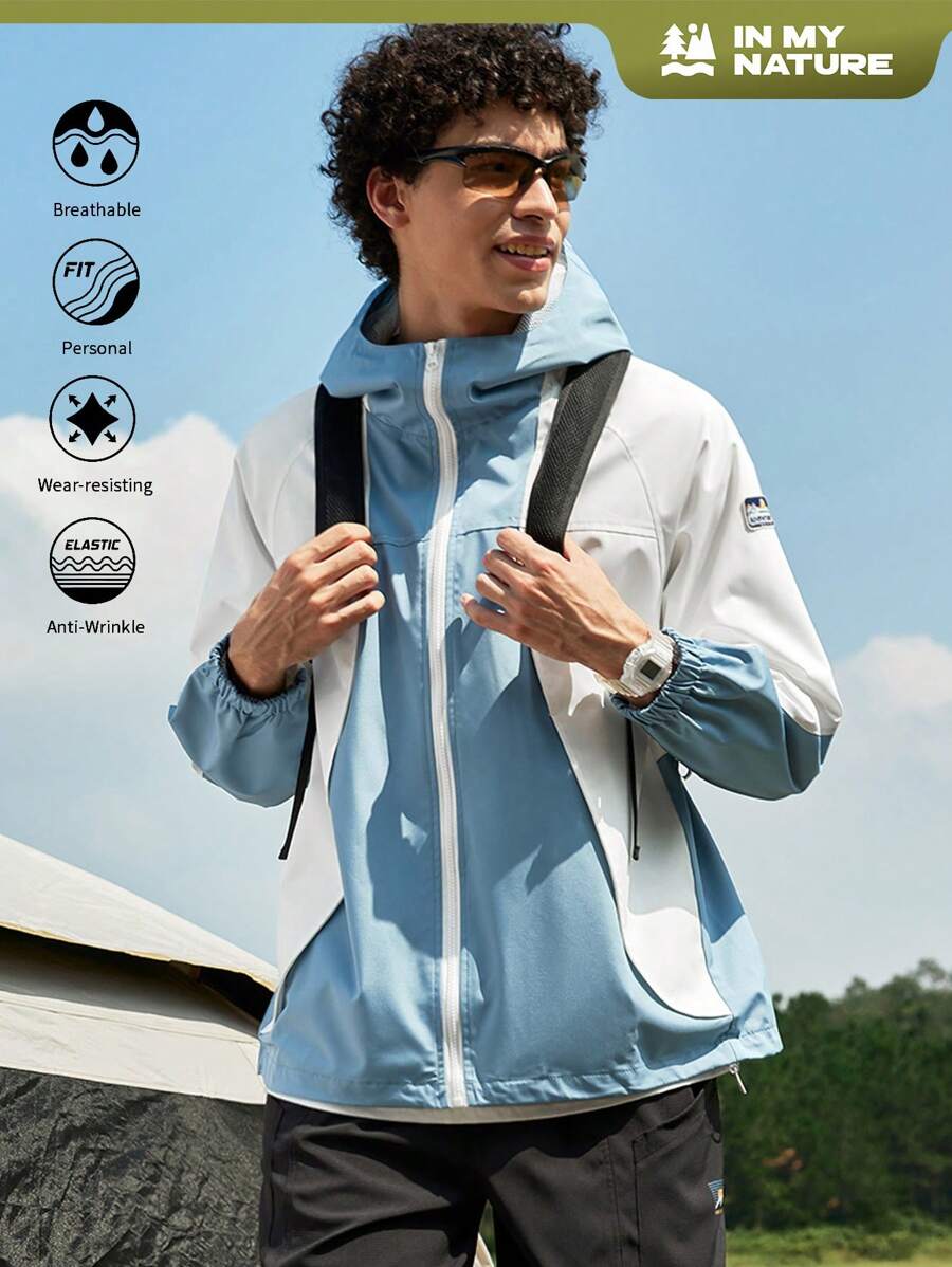 Manfinity Sport Corelite Áo khoác hoodie thường ngày thêu chữ Raglan tay áo màu tương phản cho nam - Nhiều màu - Xem 1