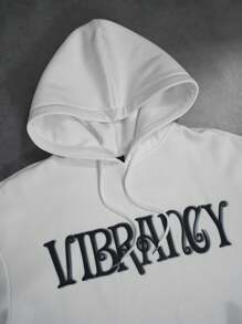 PAVTROS Manfinity Streetrush Men Letter Print Pocket Design Simple Hooded Sweatshirt And Pants Set - White - View 5