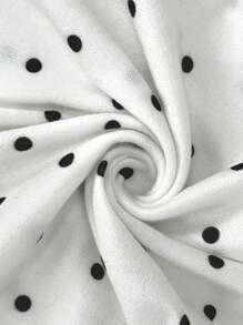 SHEIN LUNE 柔软清新波点印花女长袖T恤，2024年流行早秋新品 - 白色 - 查看 5