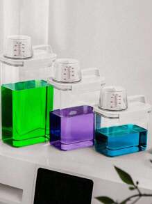 1 件多功能洗衣粉分配器，洗衣房用洗衣粉储存盒，浴室收纳，透明亚克力粉盒，用于存放洗衣珠、洗涤剂柔顺剂漂白粉苏打或宠物食品 - 無色 - 查看 4