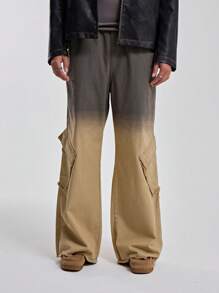 Musero Mens Dipped Acid Wash Wide Leg Jeans Slanted Cargo Style Trouser Bottoms Denim Pants SPRING SUMMER Essentials - Multicolor - View 2