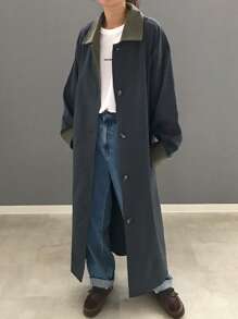 FRIFUL Women's Casual Contrast Splice Front Button Long Sleeve Regular Jacket Women Coats