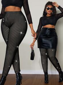 Calvaya Plus Size Women Sexy Elegant Glossy Tights/Pantyhose, Thermal Winter Legging Fall Cloth For Women - Black - View 4