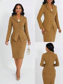 Lyxana Women Front Button Long Sleeve Lapel Minimal Casual Elegant Overcoat