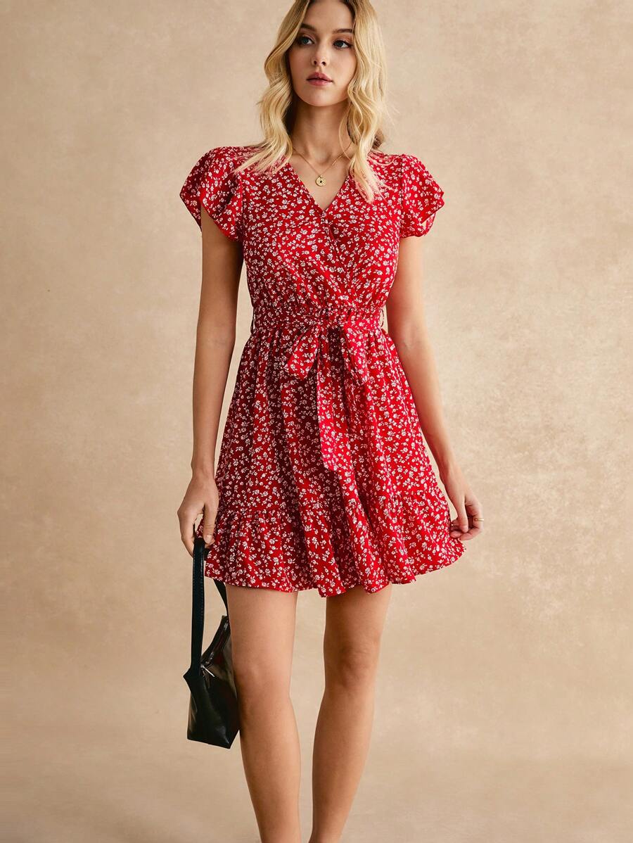 Poéselle 夏季女式花卉印花腰带连衣裙 - 彩色 - 查看 1