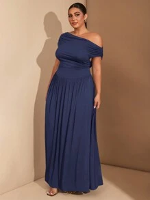 SHEIN BAE Plus Size Women's Elegant Super Versatile Stretch Fabric Black Or Daily Wear, Party, Off-Shoulder, Big Women, A-Level Dress,Birthday Dresses For Women