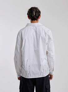 Musero Camisa con botones y logotipo en forma de llama para hombre