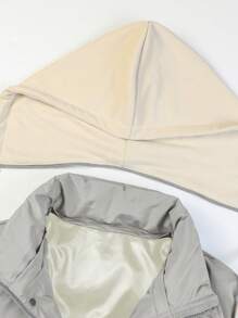 Manfinity Homme 男士纯色拼布前拉链口袋简约长袖夹克 - 淺灰色 - 查看 7