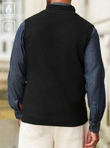 Manfinity Homme Men's Casual Solid Color Knit Vest, Autumn - Multicolor - View 2