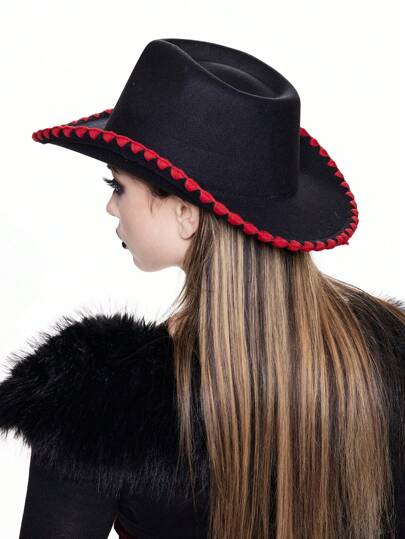 Goth 1 pieza Sombrero de copa con ribete de color contrastante para mujer, apto para uso diario y de festival