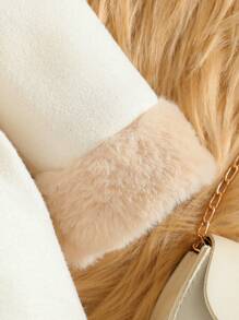 SHEIN Elladie kids 女婴休闲毛绒拼布夹克，秋冬