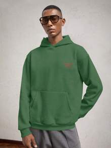 AKNOTIC Business Casual Sudaderas holgadas de manga larga con capucha, de punto, casuales, adecuadas para otoño e invierno, para hombres - Verde Oscuro - Ver 2