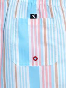 Horizaway Shorts For Men Drawstring Waist Front Tie Pocket Striped Resort Casual - Multicolor - View 4