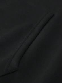 Manfinity Homme Plus Size Men's Rhinestone Five-Pointed Star Graphic Zip-Up Hooded Winter Men Jacket - Black - View 5