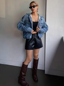 DAZY Women's Hooded Sweatshirt Sweatshirt Long Sleeve Women - Medium Wash - View 7