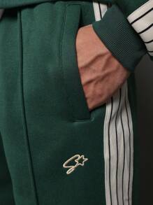 SUMWON Retro Style Athletic Track Suit Loungewear Set Winter Sports Co-Ord Training Jogger Two Piece Exercise Workout Streetwear - Green - View 8