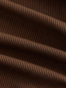 SHEIN MOD 大码女式不对称领口喇叭袖棕色 T 恤上衣 - 棕色 - 查看 4