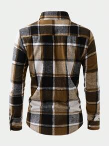 Calvornis Camicia casual a maniche lunghe con bottoni e stampa a quadri, per uomo taglia over, adatta per uscire