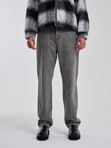 Musero 宽松直筒牛仔裤，饰有贴花，春夏必备街头服饰 - 灰色 - 查看 5