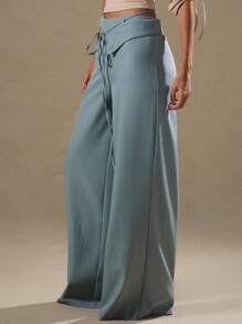 MUSERA Strik taille vouw over op maat gemaakte broek lente zomer