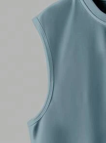 Manfinity Homme Top casual sin mangas de cuello redondo de color liso para hombre, verano