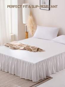 1 pièce Jupe de lit volantée de base, léger, style classique, doux et élégant 100% microfibre avec une chute de 38 cm, blanc. Pour les essentiels de literie de maison et de dortoir scolaire.