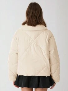 Enchnt 女士蝴蝶结装饰冬季夹克 - 卡其色 - 查看 3