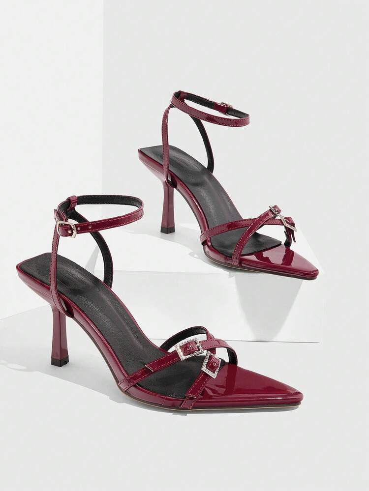 CUCCOO SZL Women Plain Pointed Metal Decor Minimalist High Heels, Casual Daily Wear