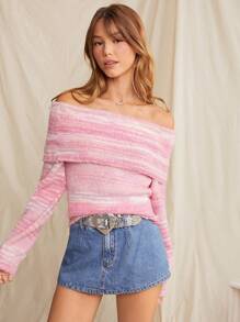 WESTFADE Spacedye 露肩毛衣上衣 - 粉色 - 查看 6