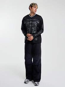 Musero Shell Track Baggy Ruched Knee Sweatpants Open Cuff Trouser Pants SPRING SUMMER Essentials - Black - View 1