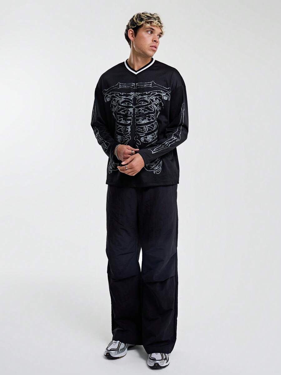 Musero Shell Track Baggy Ruched Knee Sweatpants Open Cuff Trouser Pants SPRING SUMMER Essentials - Black - View 1