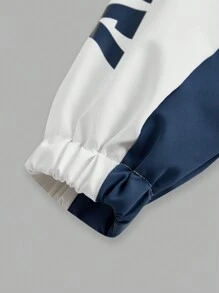 SHEIN 2pcs Sports Set For Young Boys,White,Autumn Color Block Fashion Activewear Suit,Street,Gym - Multicolor - View 5