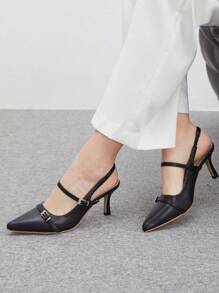 CUCCOO BIZCHIC Zapatos de tacón alto de dedo del pie puntiagudo elegantes y versátiles para mujer - Negro - Ver 1