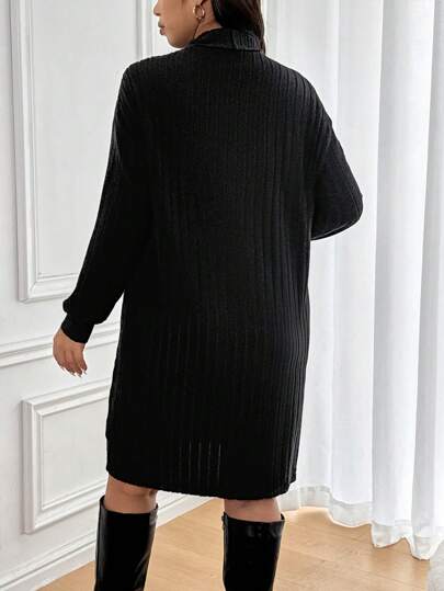 SHEIN Frenchy 秋冬季大码休闲纯色立领长裙