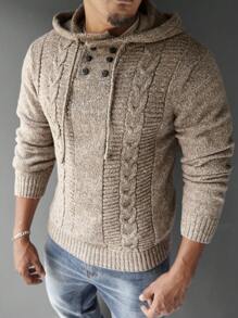 Manfinity CityGents Jersey casual con capucha, cordón ajustable y manga larga de unicolor para hombre, otoño/invierno