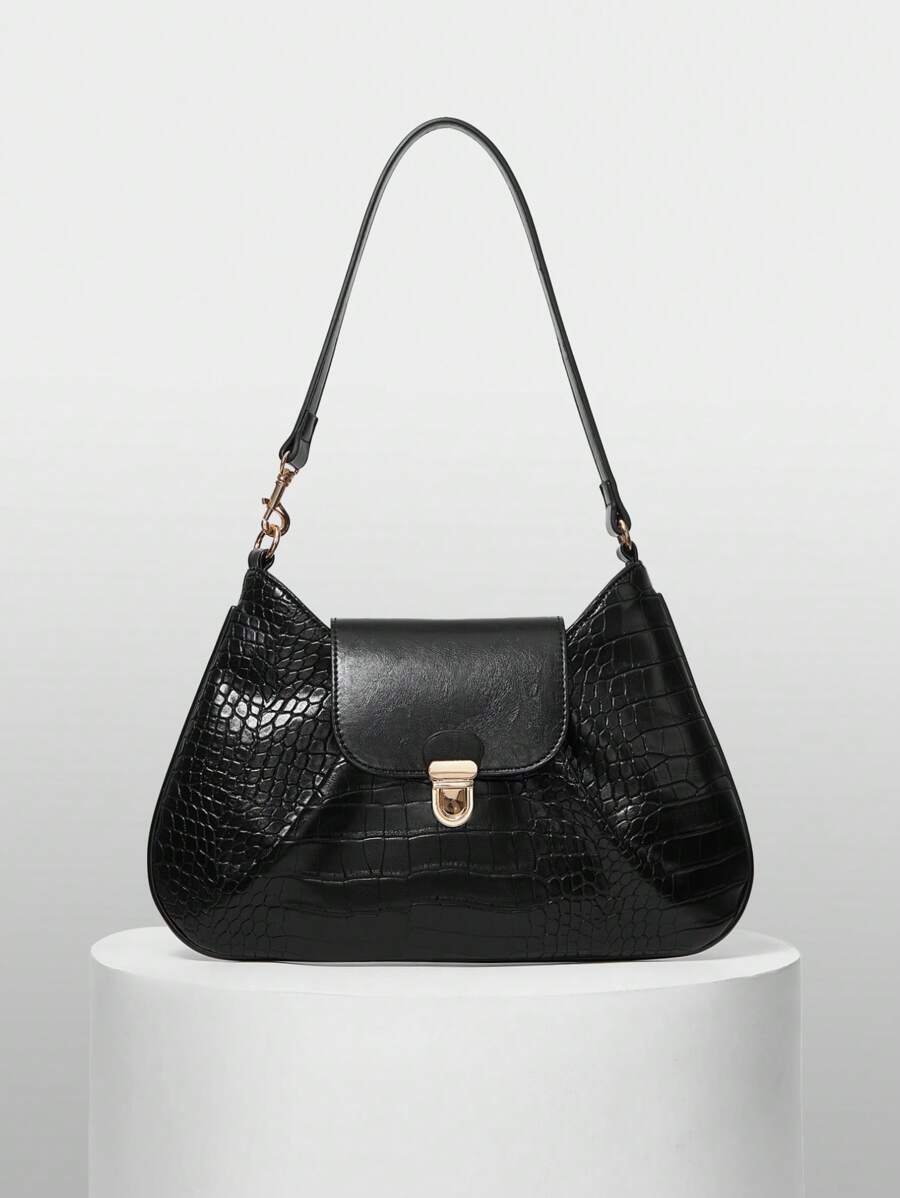 BizChic Color Block Splicing Simple Casual Handbag Women Crossbody Bag - Black - View 1