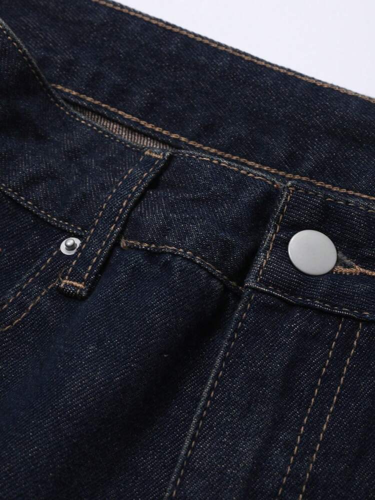 Women Solid Color Casual Loose Wide Leg Denim Jeans